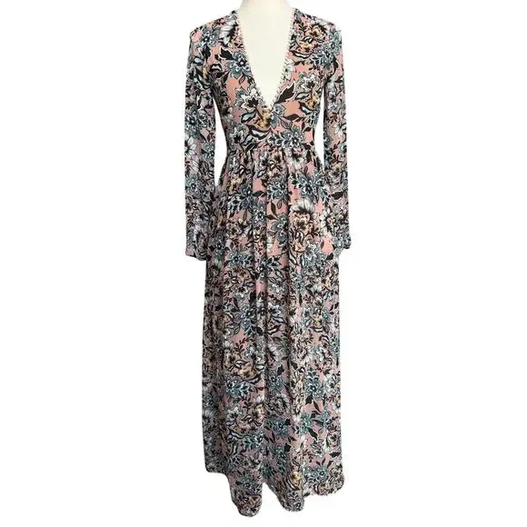 REVOLVE For Love and Lemons Gracie Floral Long Sleeve Maxi Dress Size Small - Picture 3 of 10